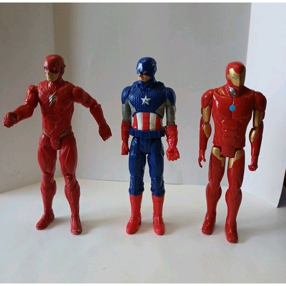 Marvel Avengers Action Figures Captain America, Flash, Iron Man 12'in Lot Of 3